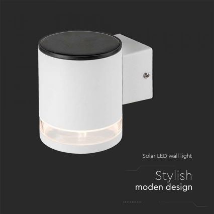 Світлодіодний зовнішній сонячний настінний світильник LED/1W/3,7V 3000K IP54 1200 мАг білий