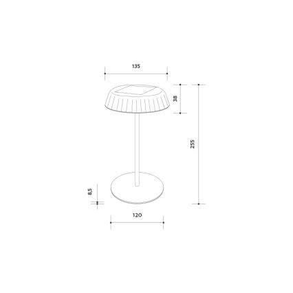 LED Сонячна акумуляторна настільна лампа з регулюванням яскравості VIVIEN LED/3W/5V 2700K 1600 mAh IP54 білий