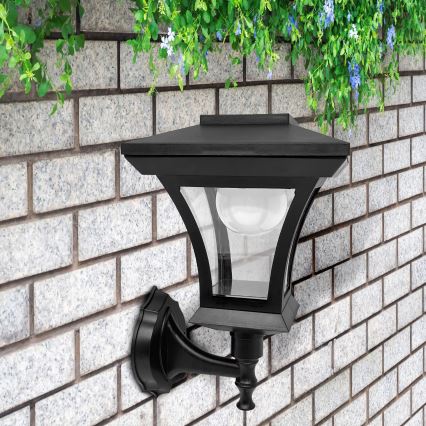 LED сонячна настінна лампа TIRANA LED/1,2V 1800 mAh IP44 чорна