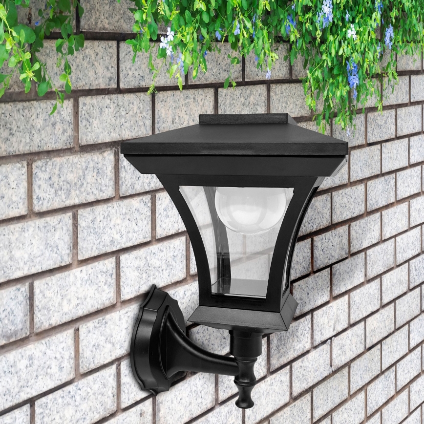 LED сонячна настінна лампа TIRANA LED/1,2V 1800 mAh IP44 чорна