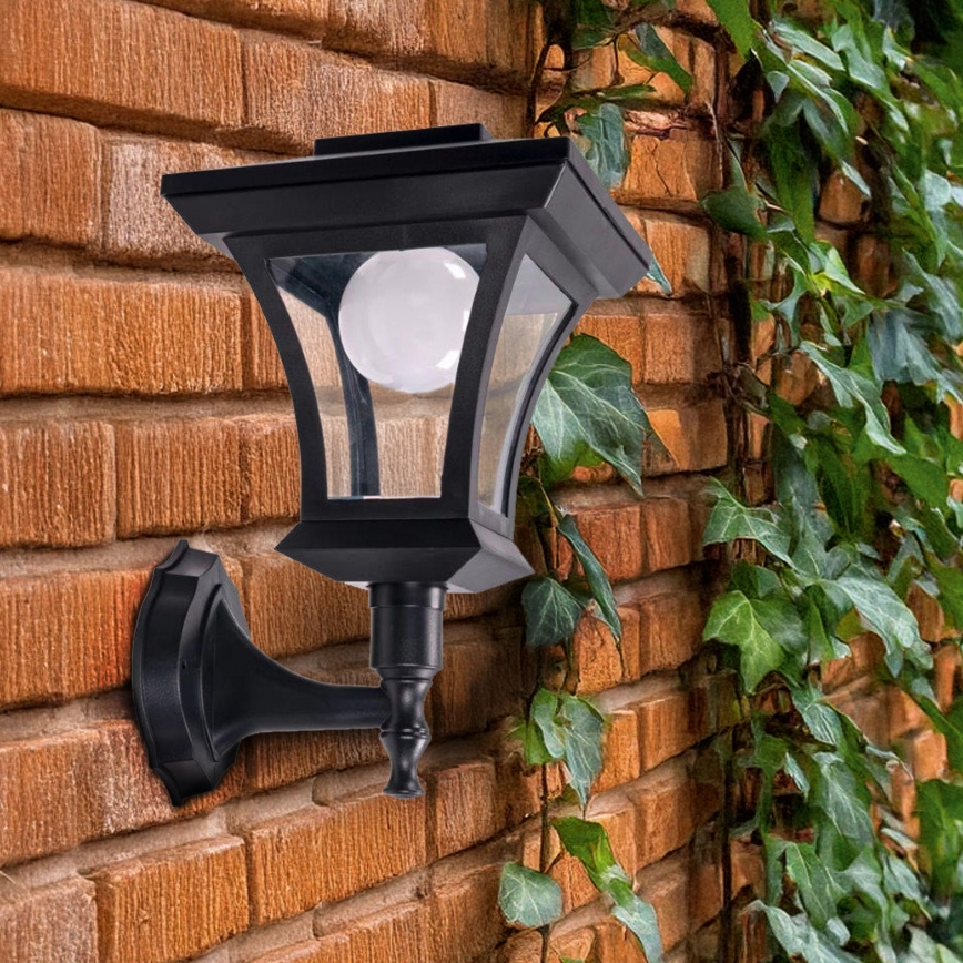 LED сонячна настінна лампа TIRANA LED/1,2V 1800 mAh IP44 чорна