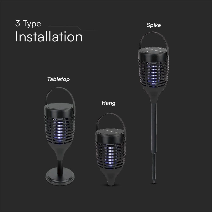 Світлодіодний сонячний пастка для комах 3 в 1 LED/1,3 Вт/3,7 В IP24 20 м² 2200 мАг