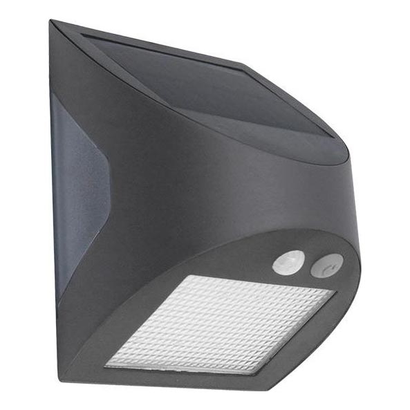 LED сонячний настінний світильник з датчиком LED/3W/3,7V 3000/4000K 1200 mAh IP54 антрацит