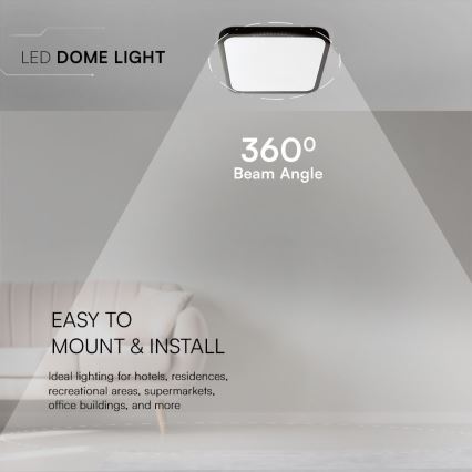 Світильник для ванної кімнати на стелю LED SAMSUNG CHIP LED/18W/230V IP44 3000K 25x25 см чорний