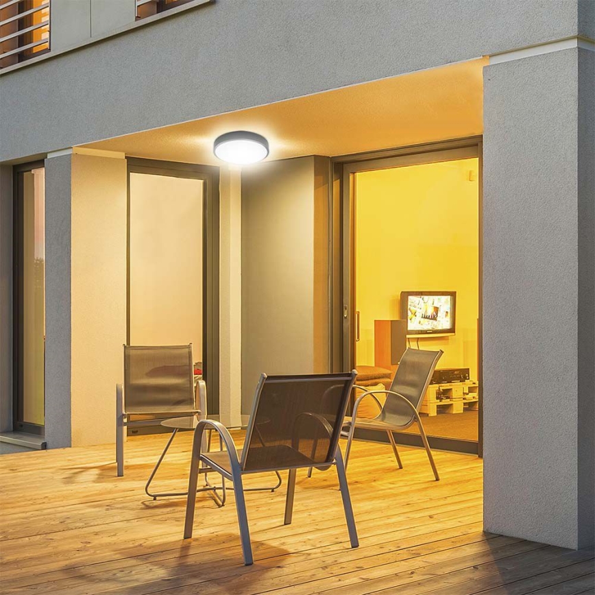 Світильник для ванної кімнати на стелю з LED, сенсором LED/18W/230V 4000K IP44 діам. 22,5 см чорний