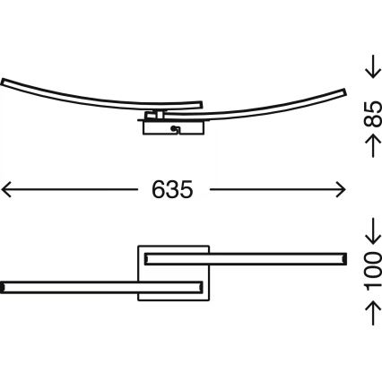 LED стельовий світильник 2×LED/6 Вт/230 В 3000 К матовий хром