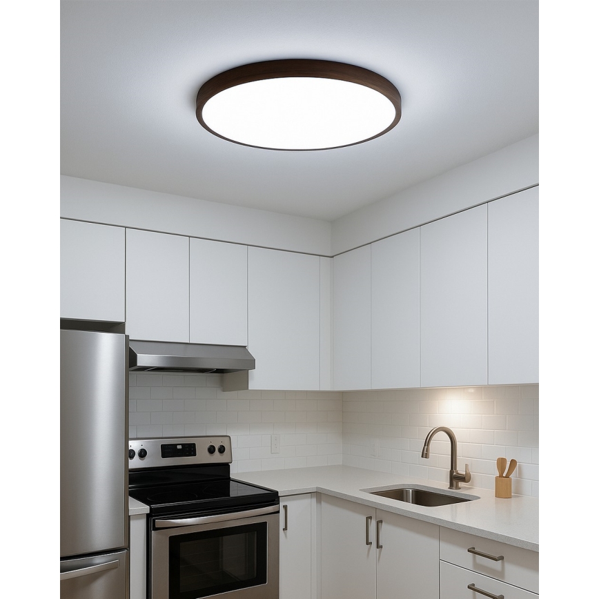 LED-стельовий світильник, 32 Вт, 230 В, з вибором кольорової температури 3000/4000/6500 К, діаметр 40 см, коричневий