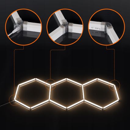 LED стельовий світильник HEXAGON LED/128Вт/85-265В 4000K 248x97 см CRI 90 IP54 білий