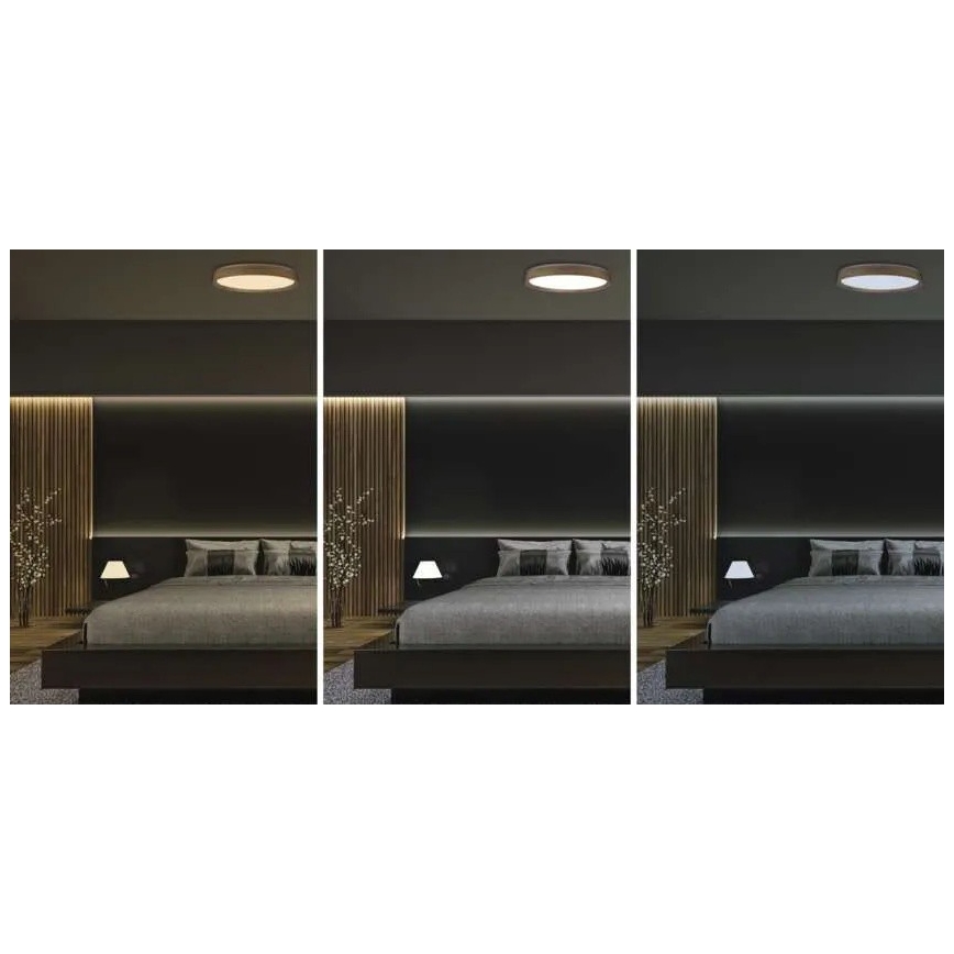 Димований стельовий світильник LED ILVI LED/45W/230V 2700-6500K, діаметр 50 см, декор під дерево, з пультом дистанційного керування