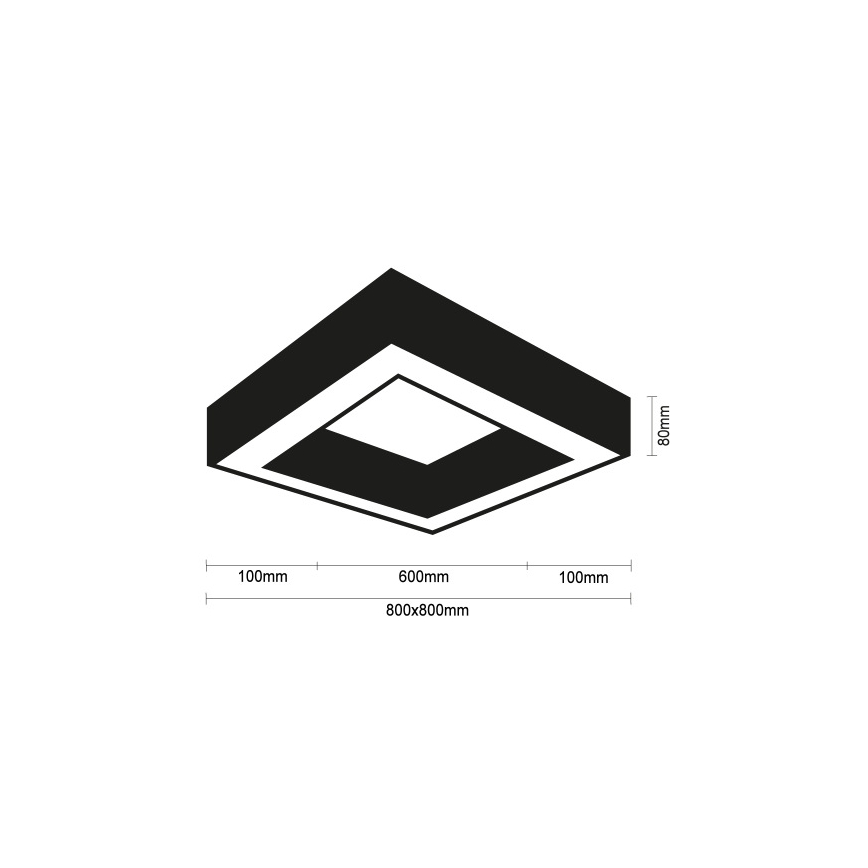 LED-стельовий світильник LED/100W/230V 3000/4000/6500K 80x80 см чорний