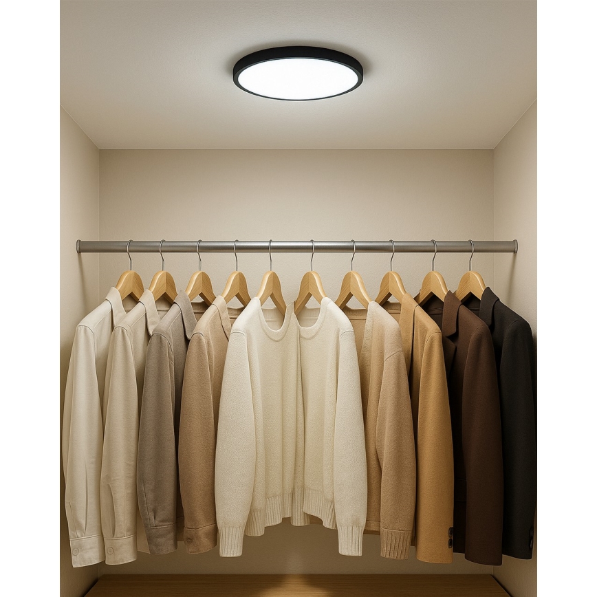 LED стельовий світильник LED/18W/230V 3000/4000/6500K діаметр 23 см чорний