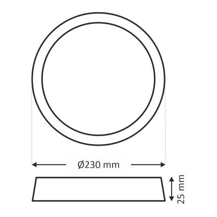 LED стельовий світильник LED/18W/230V 3000/4000/6500K діаметр 23 см чорний