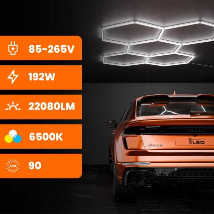 LED стельовий світильник HEXAGON LED/240W/85-265V 6500K 298x209 cm CRI 90 IP44 білий