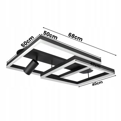 LED стельовий світильник LED/38W/230V + 1xGU10/30W чорний