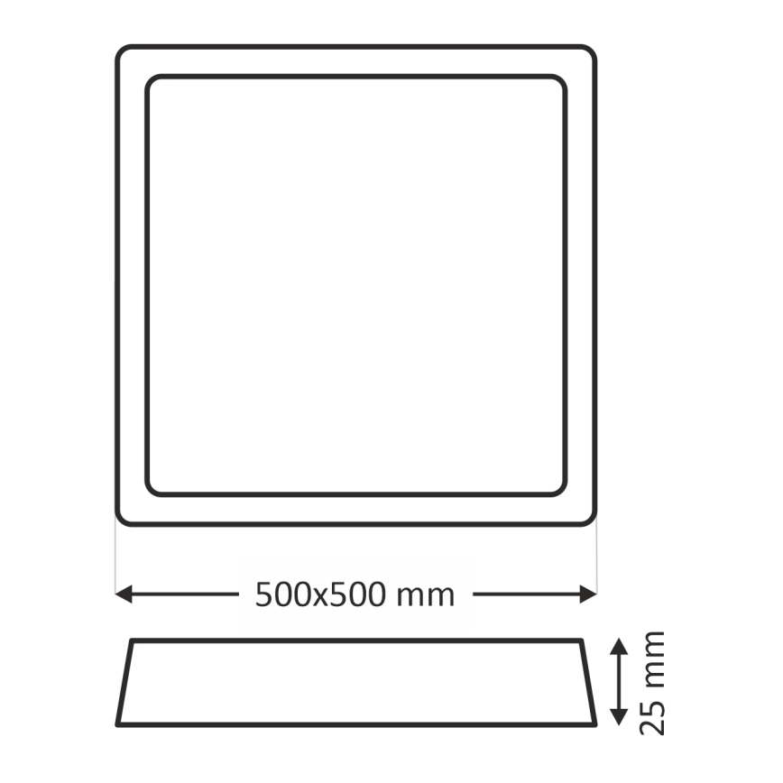 LED стельовий світильник LED/40 Вт/230 В 3000/4000/6500 К 50x50 см чорний