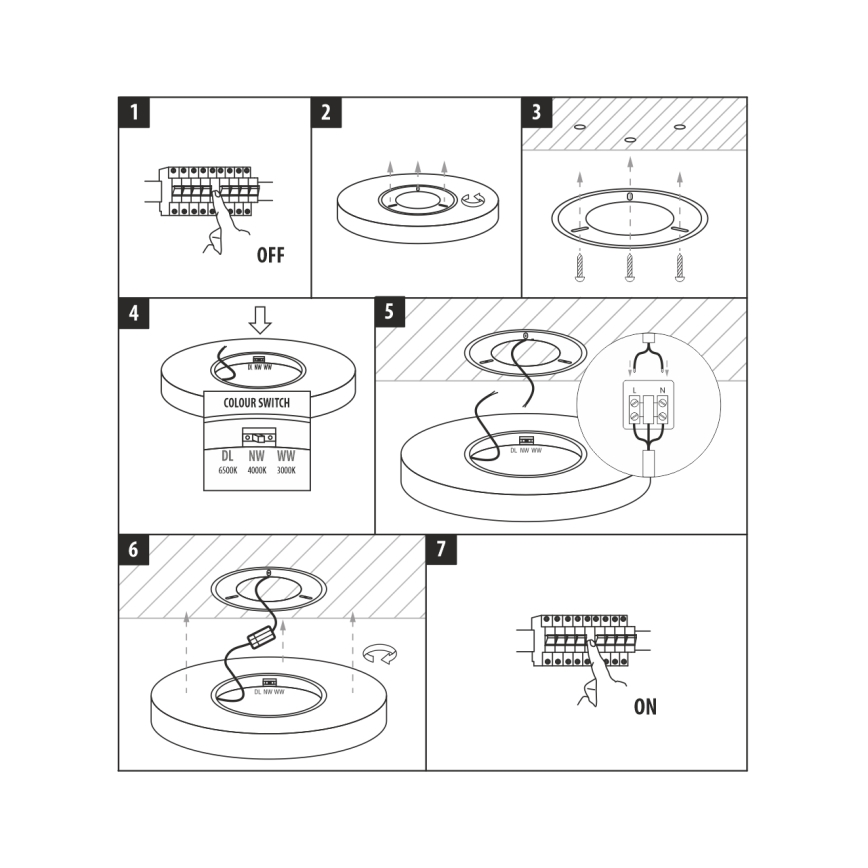 LED стельовий світильник LED/40 Вт/230 В 3000/4000/6500 К, діаметр 50 см, чорний