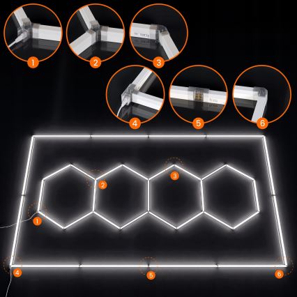 LED стельовий світильник HEXAGON LED/426W/85-265V 6500K 484x243 см CRI 90 IP44 білий
