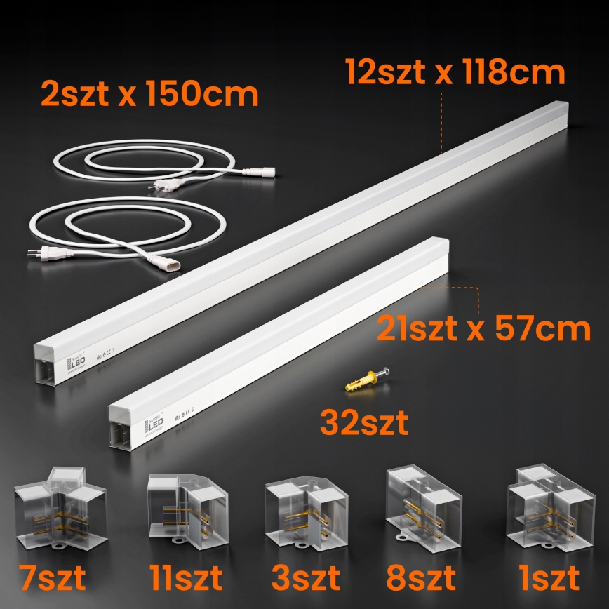 LED стельовий світильник HEXAGON LED/426W/85-265V 6500K 484x243 см CRI 90 IP44 білий