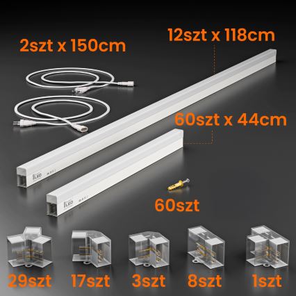 LED стельовий світильник HEXAGON LED/696Вт/85-265В 4000K 484x243 см CRI 90 IP44 білий