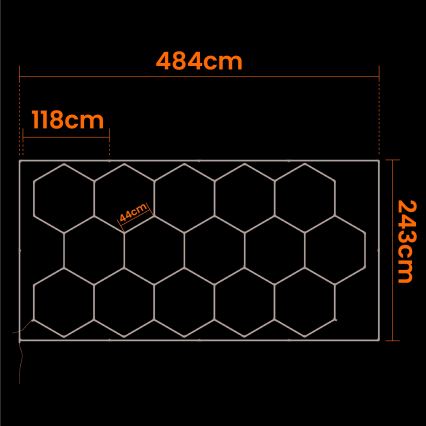 LED стельовий світильник HEXAGON LED/696Вт/85-265В 4000K 484x243 см CRI 90 IP44 білий