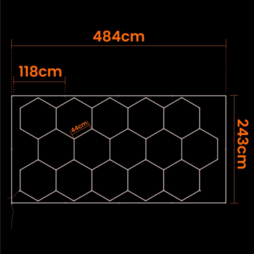 LED стельовий світильник HEXAGON LED/696W/85-265V 6500K 484x243 см CRI 90 IP44 білий