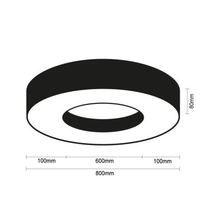 LED стельовий світильник LED/80W/230V 3000/4000/6500K діаметр 80 cm чорний