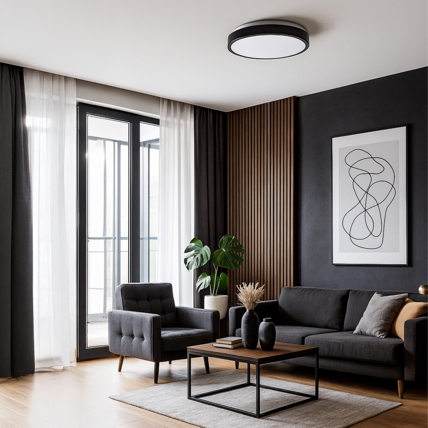 LED стельовий світильник LIBRA LED/24Вт/230В 4000К діам. 39 см чорний