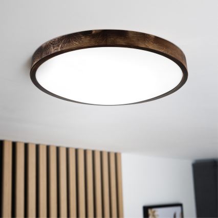 LED стельовий світильник OAK SLIM LED/36 Вт/230 В, 4000 К, діаметр 47 см, дуб/темно-коричневий