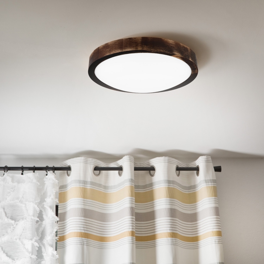 LED стельовий світильник OAK SMOKY SLIM LED/20 Вт/230 В 4000 К Ø 27 см дуб/темно-коричневий