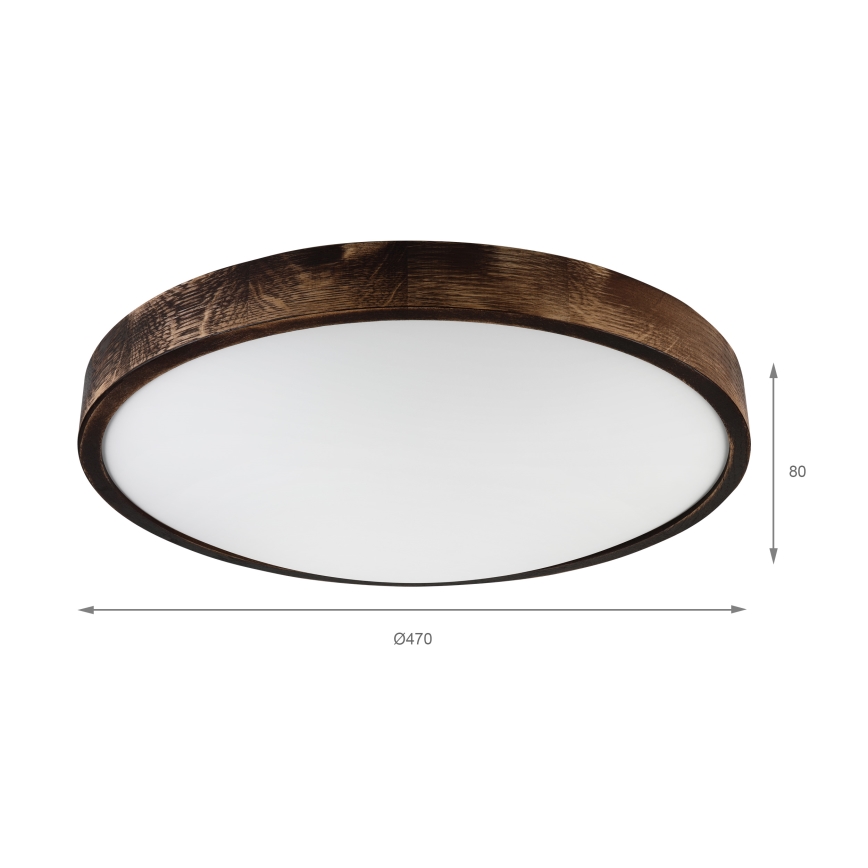 LED стельовий світильник OAK SMOKY SLIM LED/36W/230V 4000K, діаметр 47 см, дуб/темно-коричневий