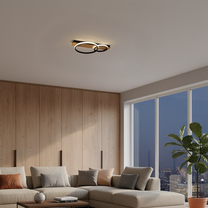 LED стельовий світильник ROWENA LED/14Вт/230В чорний/коричневий