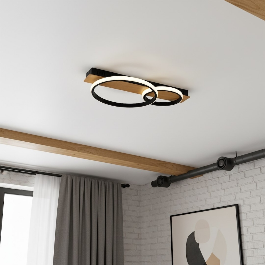 LED стельовий світильник ROWENA LED/14Вт/230В чорний/коричневий