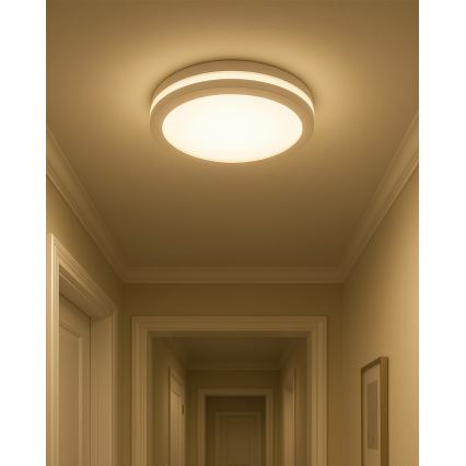 LED стельовий світильник для ванної кімнати з датчиком руху LED/20W/230V 3000/4000/6500K діаметр 23 см IP54 білий