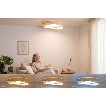 Затемнюваний LED стельовий світильник SMART GALAXY MODERN LED/24W/230V 3000-6500K діам. 55 см кремовий/білий + пульт дистанційного керування