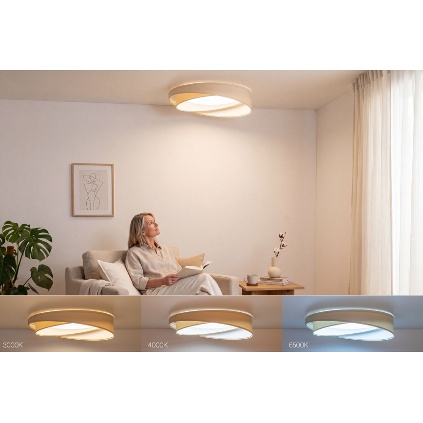 Затемнюваний LED стельовий світильник SMART GALAXY MODERN LED/24W/230V 3000-6500K діам. 55 см кремовий/білий + пульт дистанційного керування