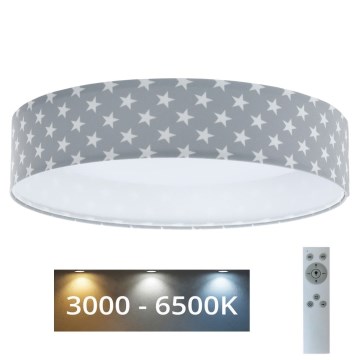 LED стельовий світильник з регулюванням яскравості SMART GALAXY KIDS LED/24W/230V 3000-6500K зірочки сірий/білий + дистанційне керування