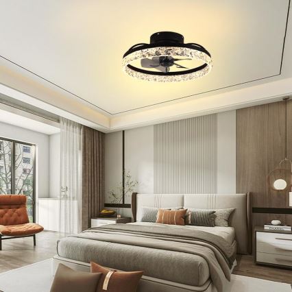 LED Стельовий світильник з вентилятором та регулюванням яскравості LED/35W/230V 3000-6500K чорний + пульт дистанційного керування