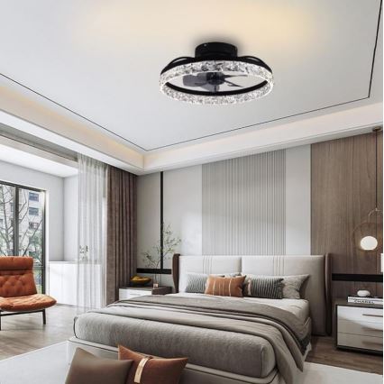 LED Стельовий світильник з вентилятором та регулюванням яскравості LED/35W/230V 3000-6500K чорний + пульт дистанційного керування