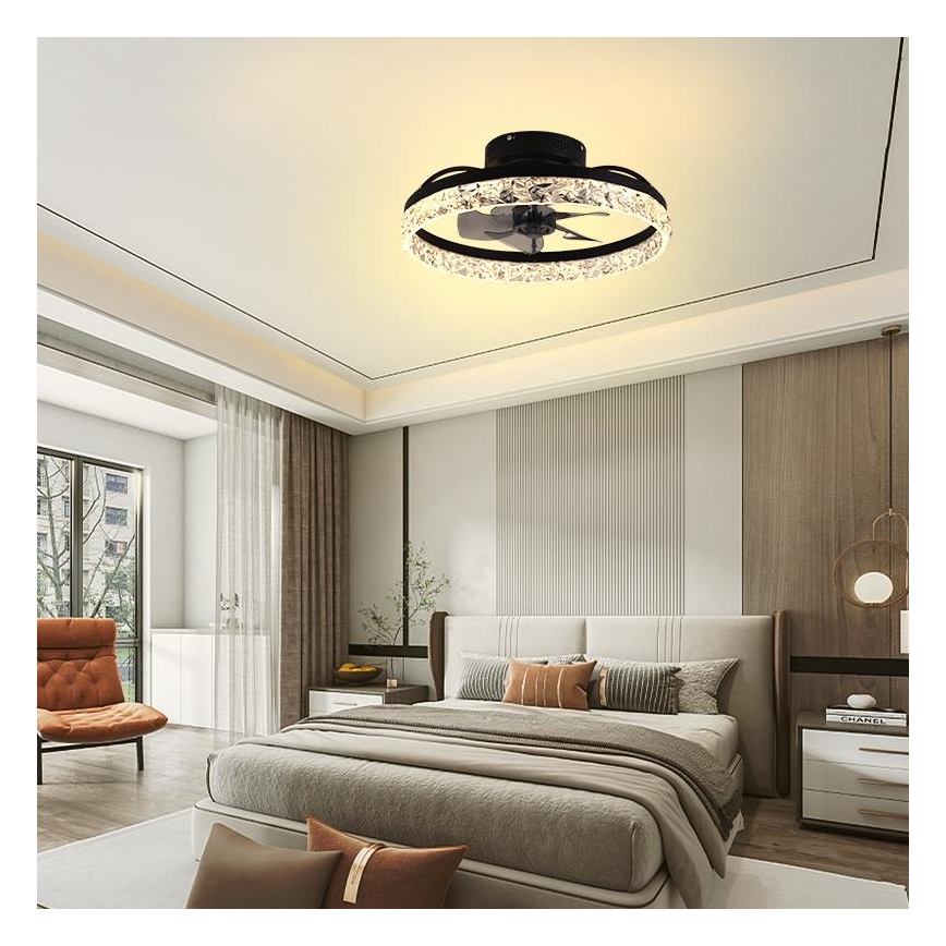 LED Стельовий світильник з вентилятором та регулюванням яскравості LED/35W/230V 3000-6500K чорний + пульт дистанційного керування
