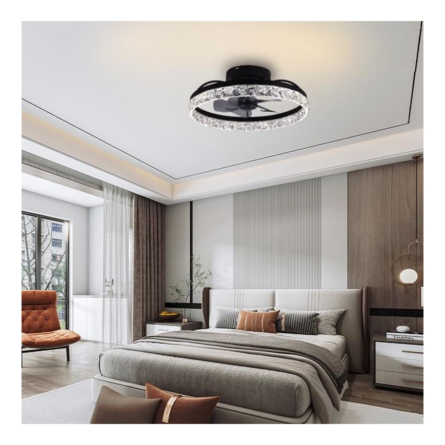 LED Стельовий світильник з вентилятором та регулюванням яскравості LED/35W/230V 3000-6500K чорний + пульт дистанційного керування