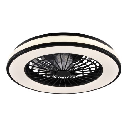 LED Стельовий світильник з вентилятором та регулюванням яскравості LED/48W/230V 3000-6500K чорний + пульт дистанційного керування
