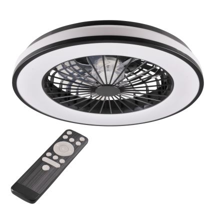 LED Стельовий світильник з вентилятором та регулюванням яскравості LED/48W/230V 3000-6500K чорний + пульт дистанційного керування