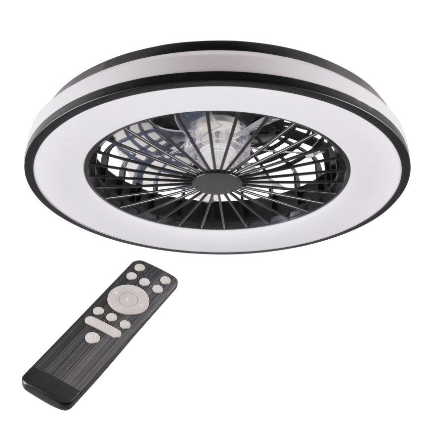 LED Стельовий світильник з вентилятором та регулюванням яскравості LED/48W/230V 3000-6500K чорний + пульт дистанційного керування