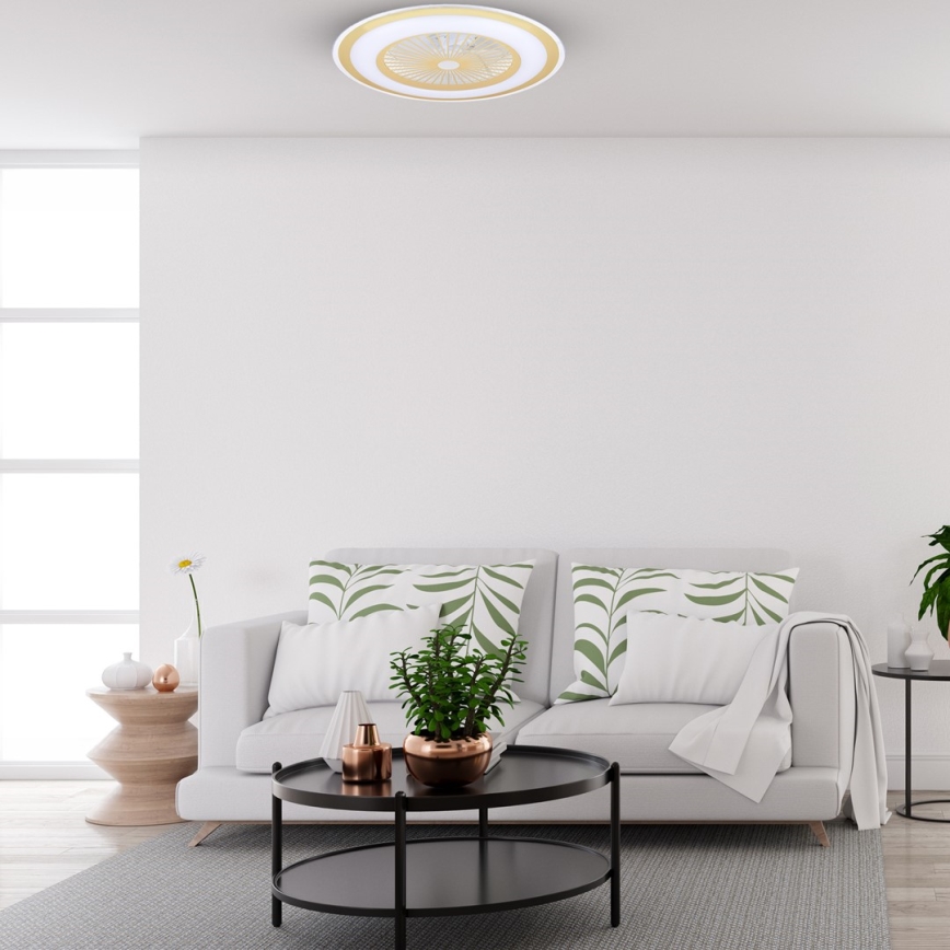 LED Стельовий світильник з вентилятором та регулюванням яскравості ZEPHYR LED/48W/230V 3000-6000K золотий + пульт дистанційного керування