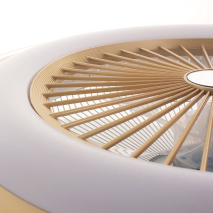 LED Стельовий світильник з вентилятором та регулюванням яскравості ZEPHYR LED/48W/230V 3000-6000K золотий + пульт дистанційного керування