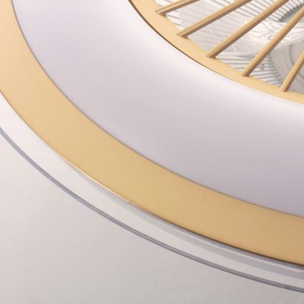 LED Стельовий світильник з вентилятором та регулюванням яскравості ZEPHYR LED/48W/230V 3000-6000K золотий + пульт дистанційного керування