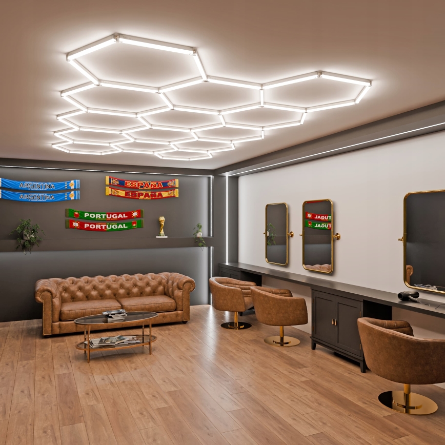 Светодиодный диммируемый потолочный светильник HEXAGON LED/456W/85-265V 5000K 234x420 cm CRI 90 IP54 белый