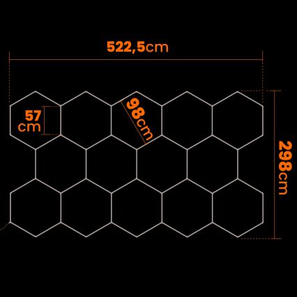 LED Диммируемый потолочный светильник HEXAGON LED/570W/85-265V 5000K 522x298 cm CRI 90 IP54 белый