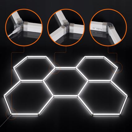 Світлодіодний затемнюваний стельовий світильник HEXAGON LED/192W/85-265V 5000K 160x221 cm CRI 90 IP54 білий