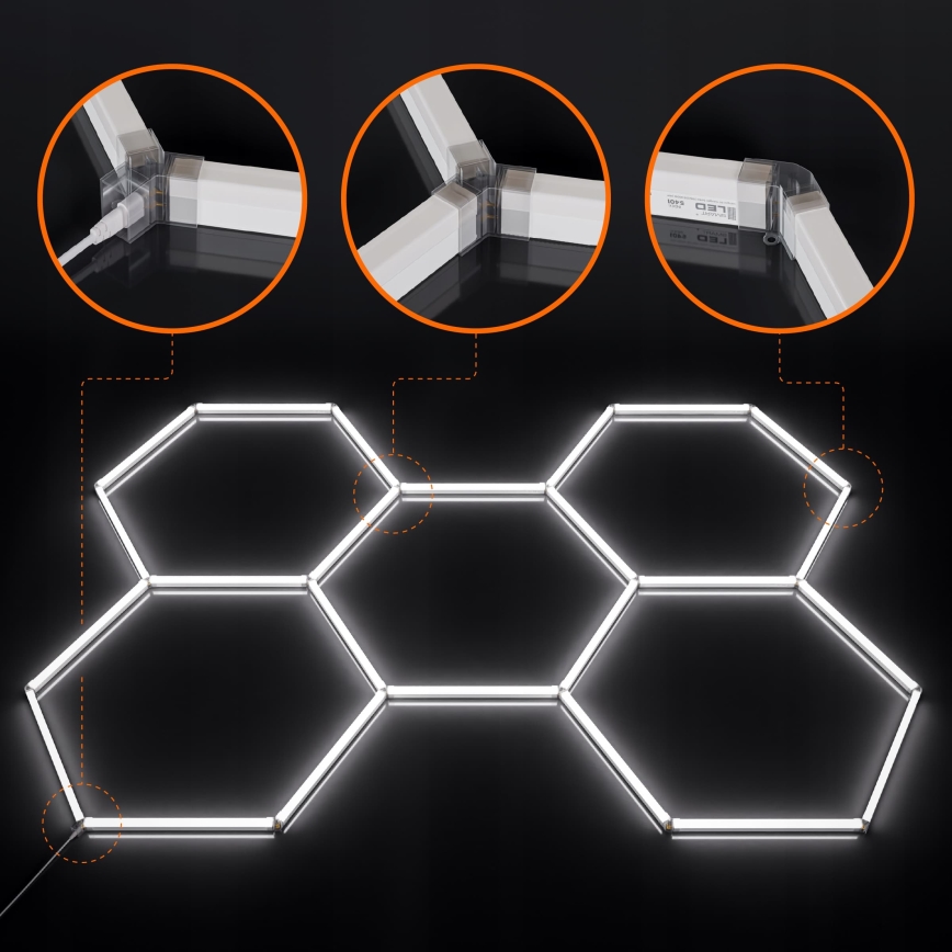 Світлодіодний затемнюваний стельовий світильник HEXAGON LED/192W/85-265V 5000K 160x221 cm CRI 90 IP54 білий